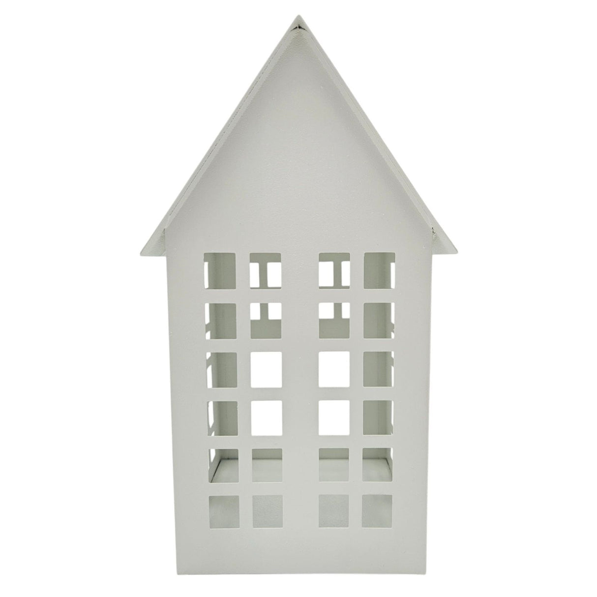 Windlicht Metall Haus weiß 2er Set Teelichthalter Deko Laternenhaus 21 cm