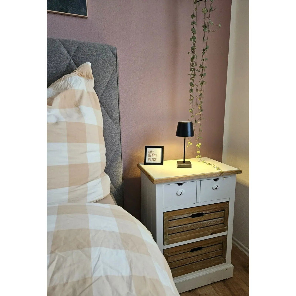 Table lamp touch dimmable LED lamp black wireless height 26 cm