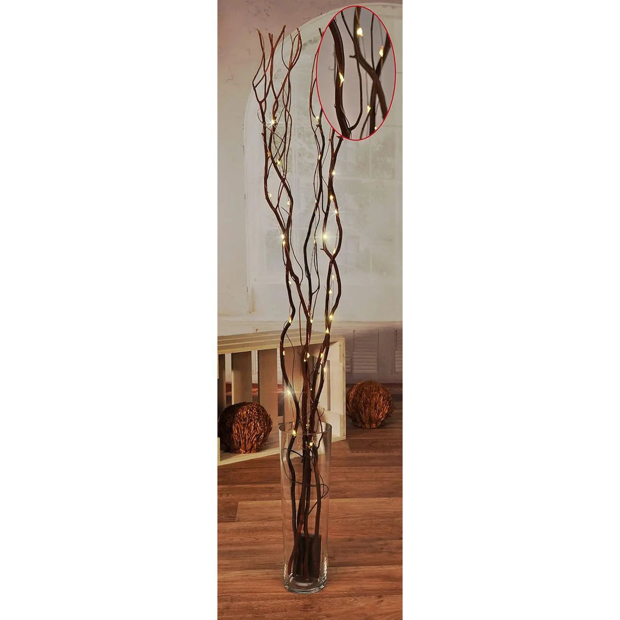 Lichterzweige LED warmweiß Weide Lichterkette Lichterzweig Timer Höhe 100 cm