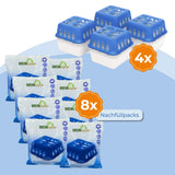 Dehumidifier 4x + 8x 400g refill packs. Room dehumidifier for bathrooms, basements, and more. Up to 60m²