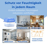 Dehumidifier 4x + 8x 400g refill packs. Room dehumidifier for bathrooms, basements, and more. Up to 60m²