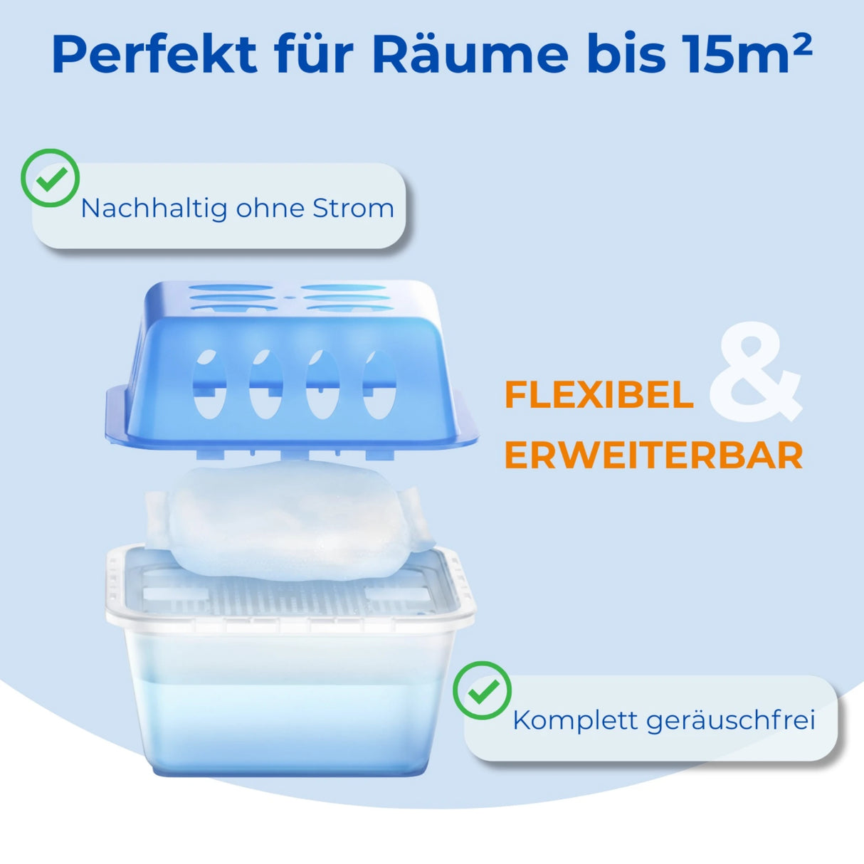 Dehumidifier 4x + 8x 400g refill packs. Room dehumidifier for bathrooms, basements, and more. Up to 60m²
