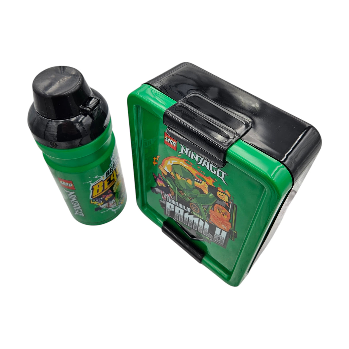 Lunch Set Lego grün Trinkflasche 390 ml Brotdose Facheinteiler Kinderbrotdose NINJAGO
