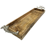 Tablett Mangoholz langes Tablett Kerzentablett Serviertablett 68 cm Holz