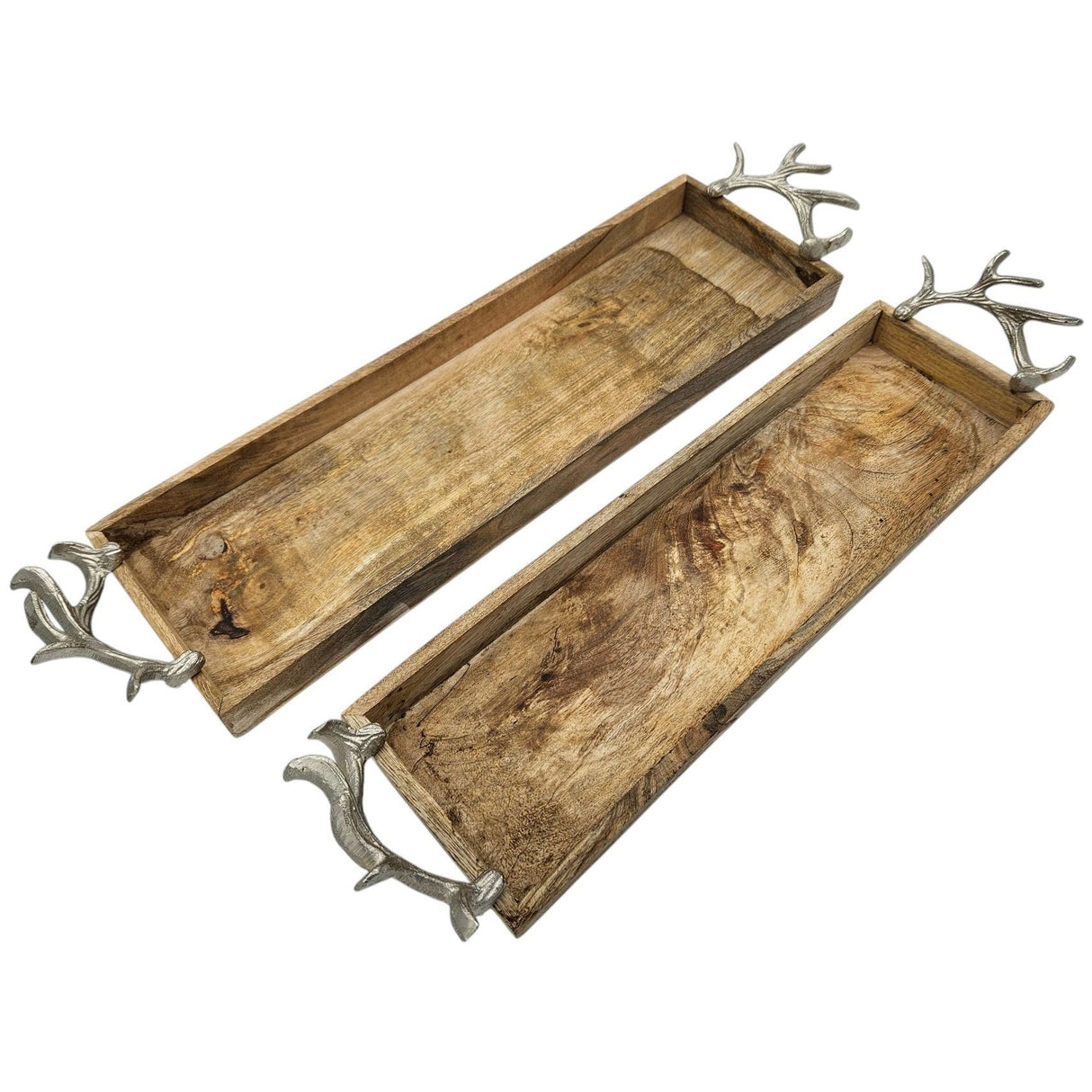 Tablett Mangoholz langes Tablett Kerzentablett Serviertablett 68 cm Holz