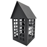 Windlicht Metall Haus schwarz 2er Set Teelichthalter Deko Laternenhaus 21 cm