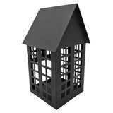 Windlicht Metall Haus schwarz 2er Set Teelichthalter Deko Laternenhaus 21 cm