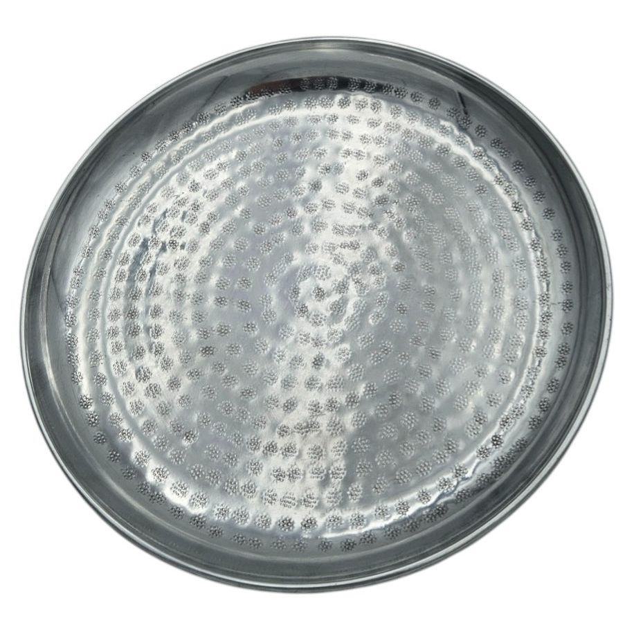 Dekoteller Dekoschale silber Metallschale Hammerschlag Unikat Kerzentablett Kerzenschale