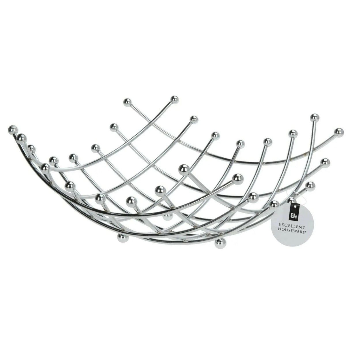 Fruit bowl 30x30 cm metal silver chrome basket fruit basket grid storage basket bowl