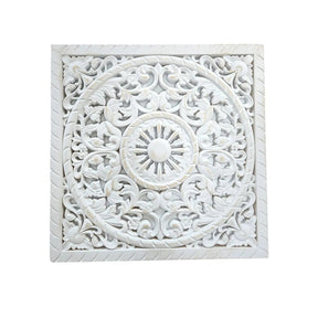 Wandornament Holz weiß 40 x 40 cm shabby Landhaus Ornament Holzornament Holzbild - Wandbild