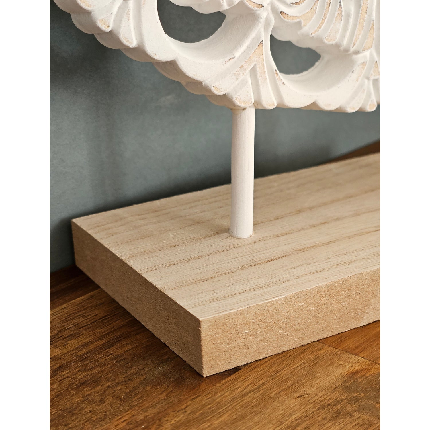 Ornament with base stand wooden picture shabby vintage flower pattern round Ø 23cm 