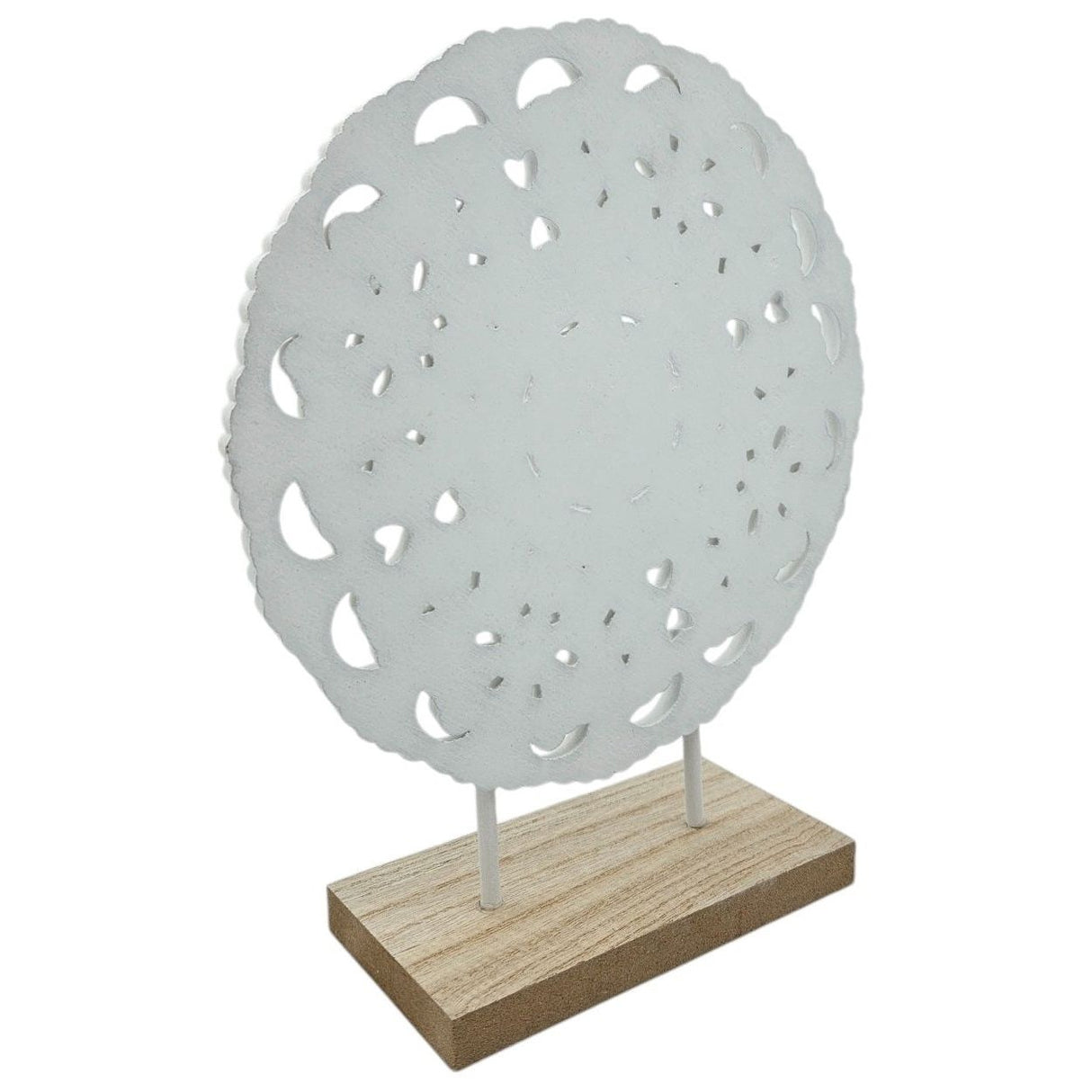 Ornament with base stand wooden picture shabby vintage flower pattern round Ø 23cm 
