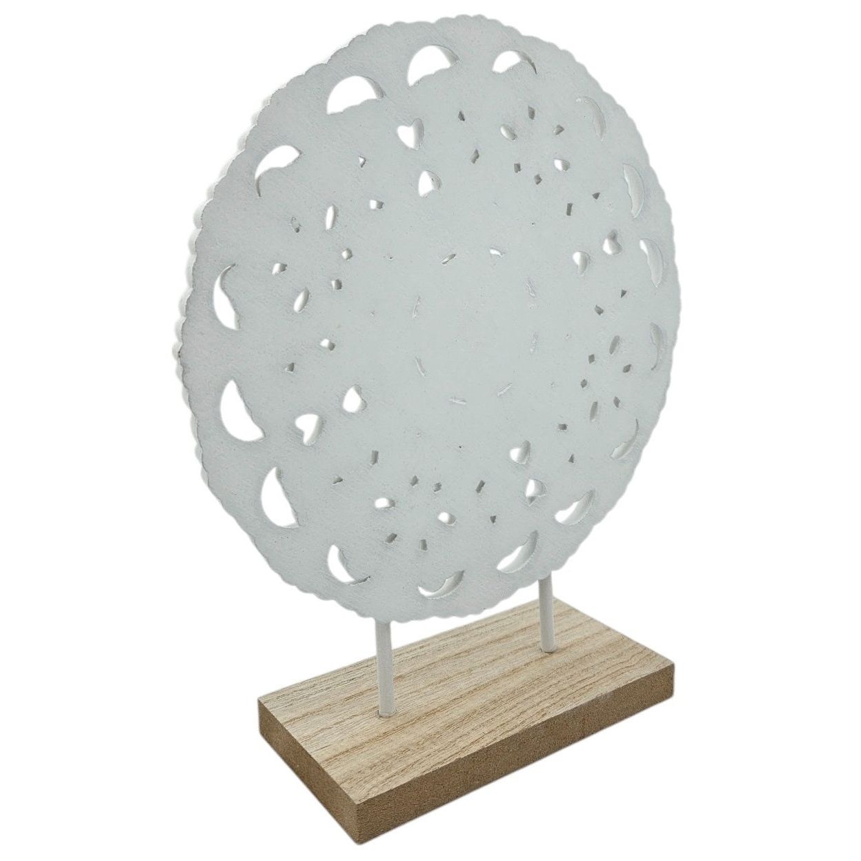 Ornament with base stand wooden picture shabby vintage flower pattern round Ø 23cm 