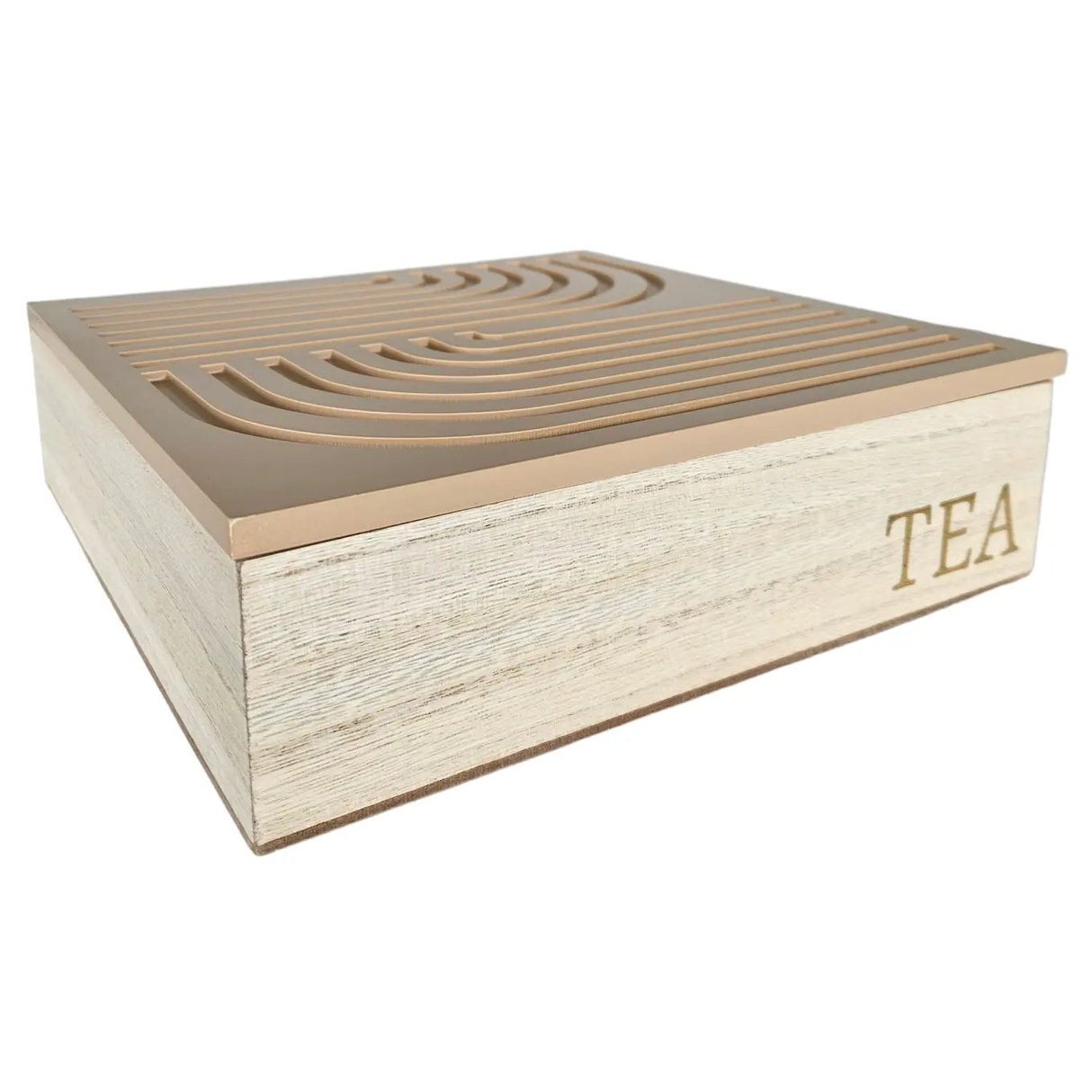 Tea box 9 compartments rainbow tea box wooden box TEA Box wood beige 24 x 24 cm