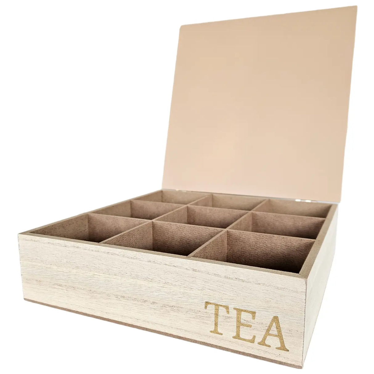 Tea box 9 compartments rainbow tea box wooden box TEA Box wood beige 24 x 24 cm