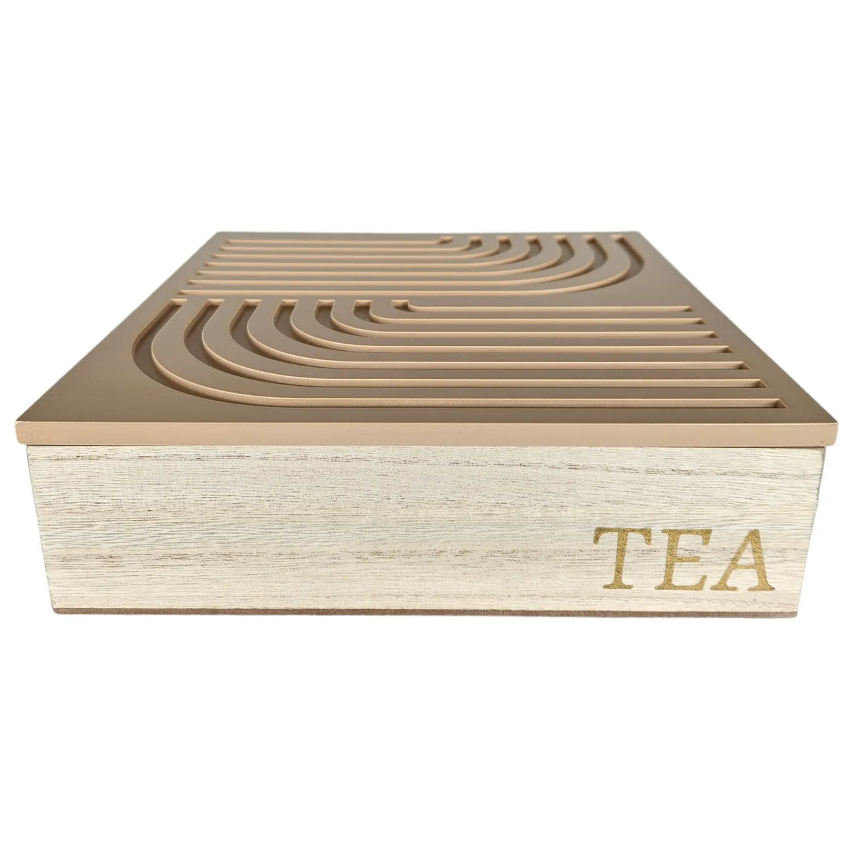 Tea box 9 compartments rainbow tea box wooden box TEA Box wood beige 24 x 24 cm
