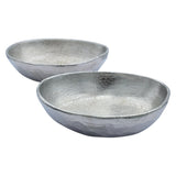 Metallschale klein Schälchen 2er Set Dekoschale Metallschale rund oval Kerzensand silber