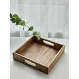Serving tray decorative tray mango wood brown natural solid handle bowl square wood