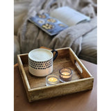 Serving tray decorative tray mango wood brown natural solid handle bowl square wood