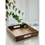 Serving tray decorative tray mango wood brown natural solid handle bowl square wood