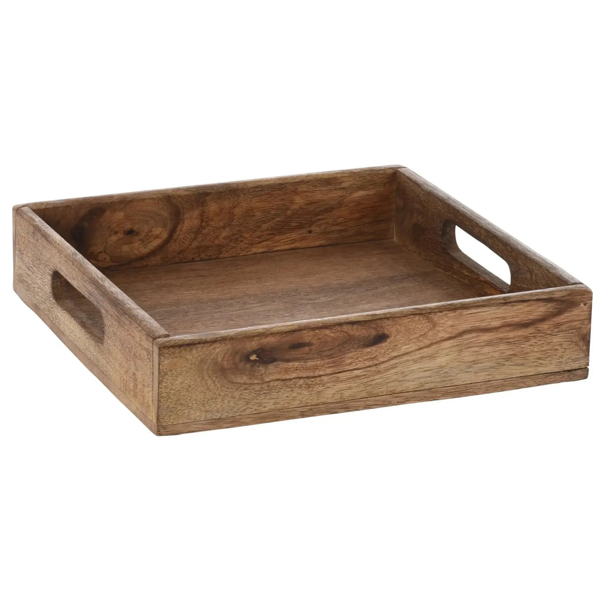 Serving tray decorative tray mango wood brown natural solid handle bowl square wood