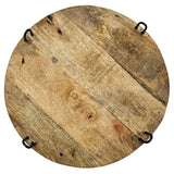 Servierplatte Dekoteller Mangoholz Kerzenbrett rund Holz braun Metall Fuß B-WARE