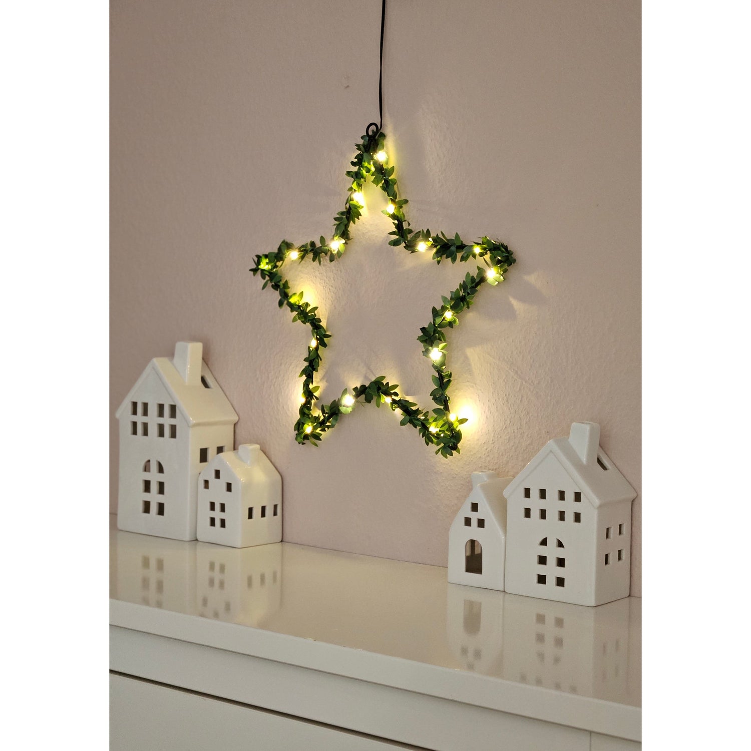 Heart Star Window LED Silhouette Warm White Christmas Lighting 30cm Decoration Green