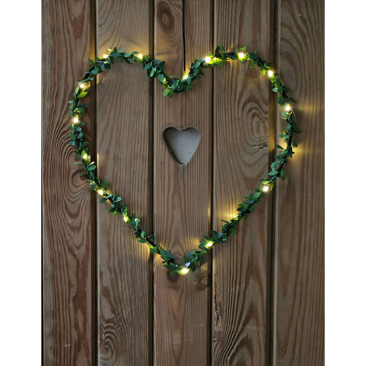 Herz Stern Fenster LED Silhouette Warmweiß Weihnachtsbeleuchtung 30cm Deko grün