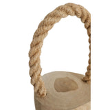 Door stop teak wood floor door buffer wooden trunk wood cord handle natural Ø 13 cm