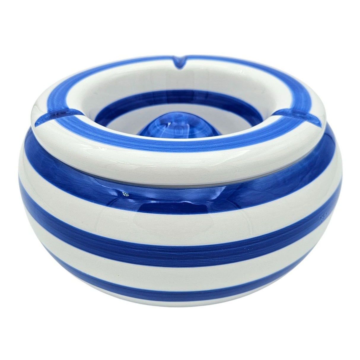 Sturmaschenbecher Mykonos M / XXL 23 cm Maritim blau weiß Aschenbecher gestreift