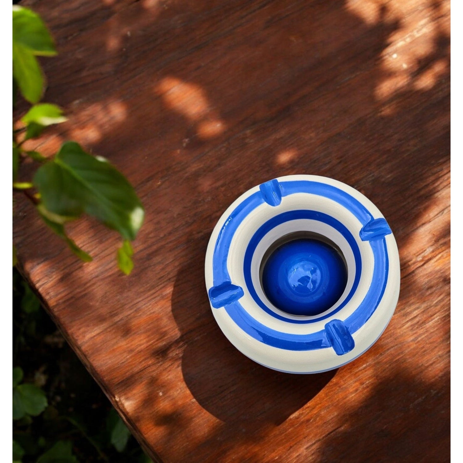 Storm ashtray Mykonos M / XXL 23 cm Maritime blue white ashtray striped