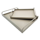 Tablett Metall 2er Set Beige Modern Serviertablett Dekotablett 38x28 u 30x20 cm Sand