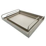 Tablett Metall 2er Set Beige Modern Serviertablett Dekotablett 38x28 u 30x20 cm Sand