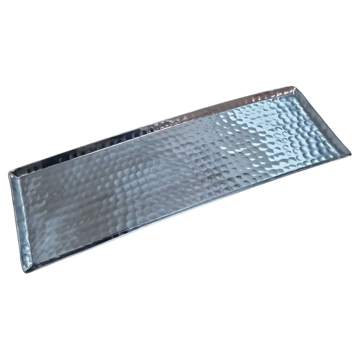 Tray silver metal hammered decoration modern metal tray 45x15 cm B-WARE