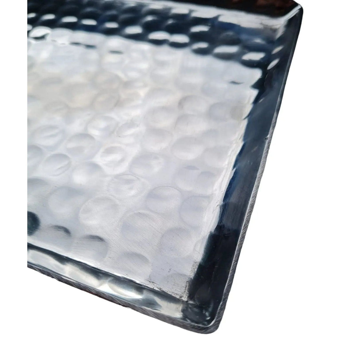 Tray silver metal hammered decoration modern metal tray 45x15 cm B-WARE