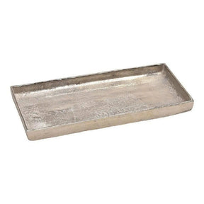 Tablett Dekoteller silber Metall massiv Tischdeko Schale Dekoschale Dekotablett 30 x 15 cm - Dekotablett