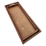 Tablett Dekotablett Serviertablett groß 2er SET B-Ware Holz braun Kerzentablett