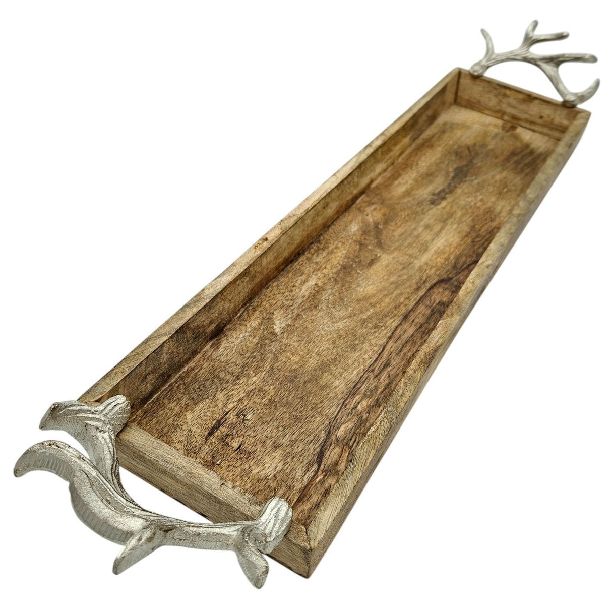 Tablett Mangoholz langes Tablett Kerzentablett Serviertablett 68 cm Holz
