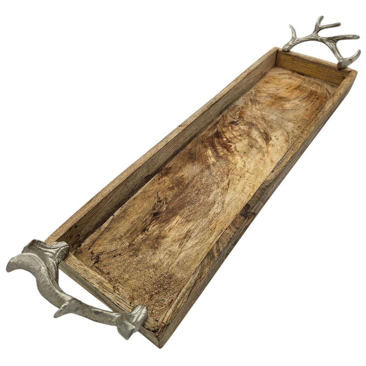 Tablett Mangoholz langes Tablett Kerzentablett Serviertablett 68 cm Holz