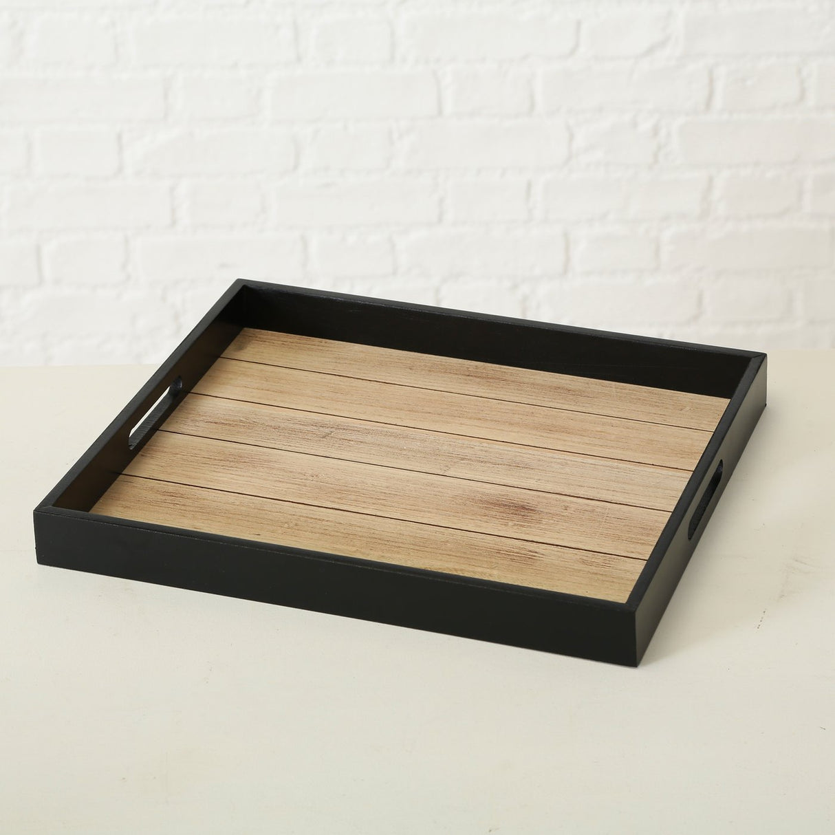 Dekotablett Landhaus-Stil Tablett Schwarz Klein Mittel Groß Rund Rechteck Holz