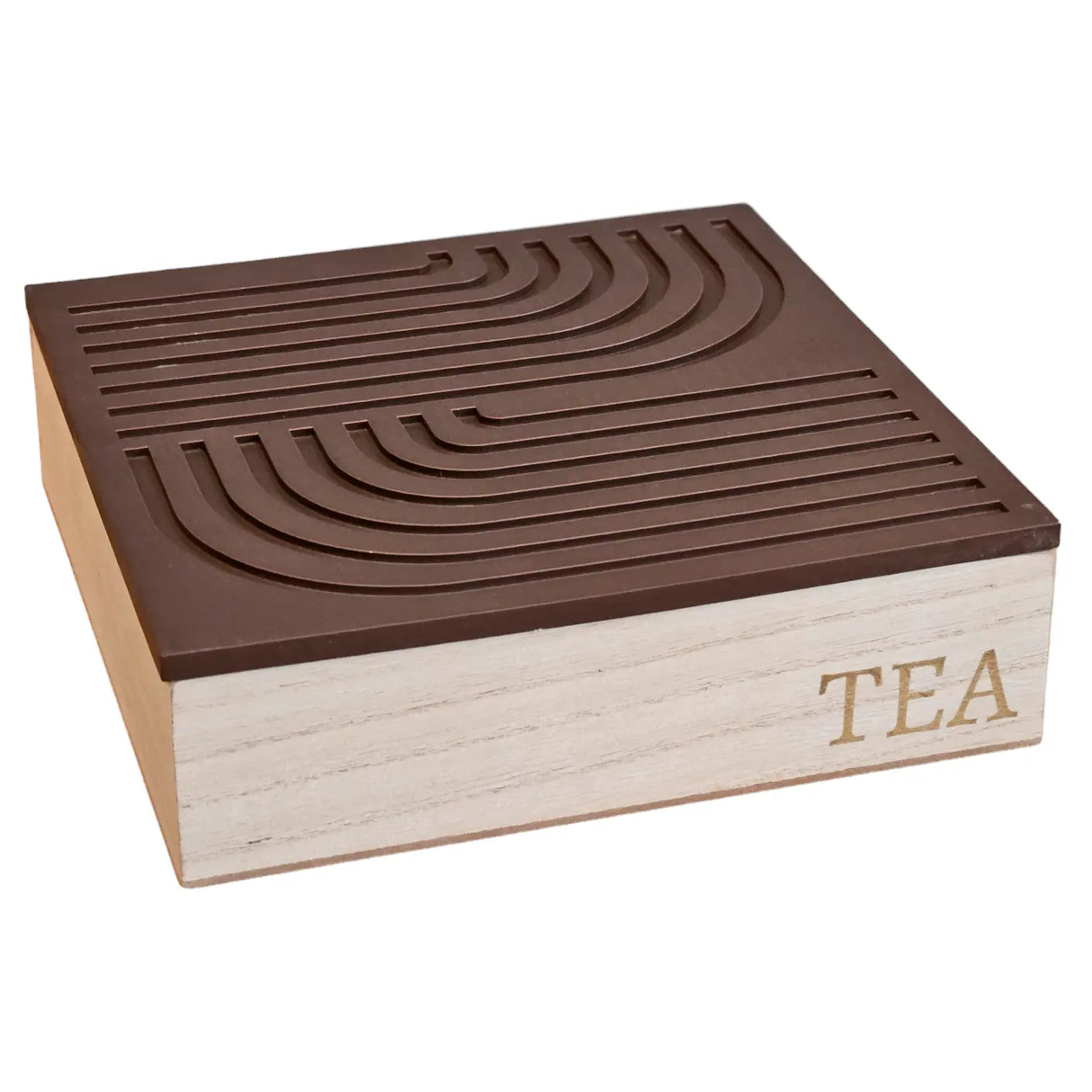Tea box 9 compartments rainbow tea box wooden box TEA Box wood dark brown 24 x 24 cm