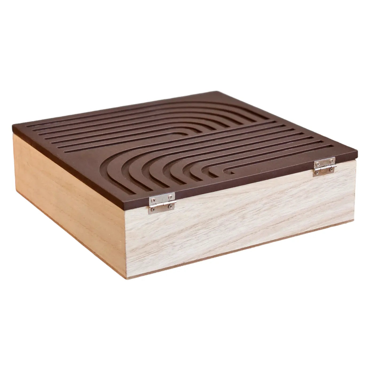 Tea box 9 compartments rainbow tea box wooden box TEA Box wood dark brown 24 x 24 cm