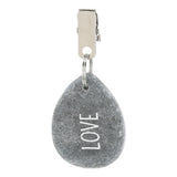 4er Set Tischdeckenbeschwerer grau Stein Love Luck Happy Smile Stahlclips 250 gr