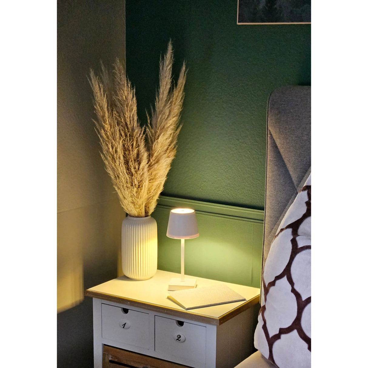 Table lamp touch dimmable LED lamp light white silver wireless height 26 cm
