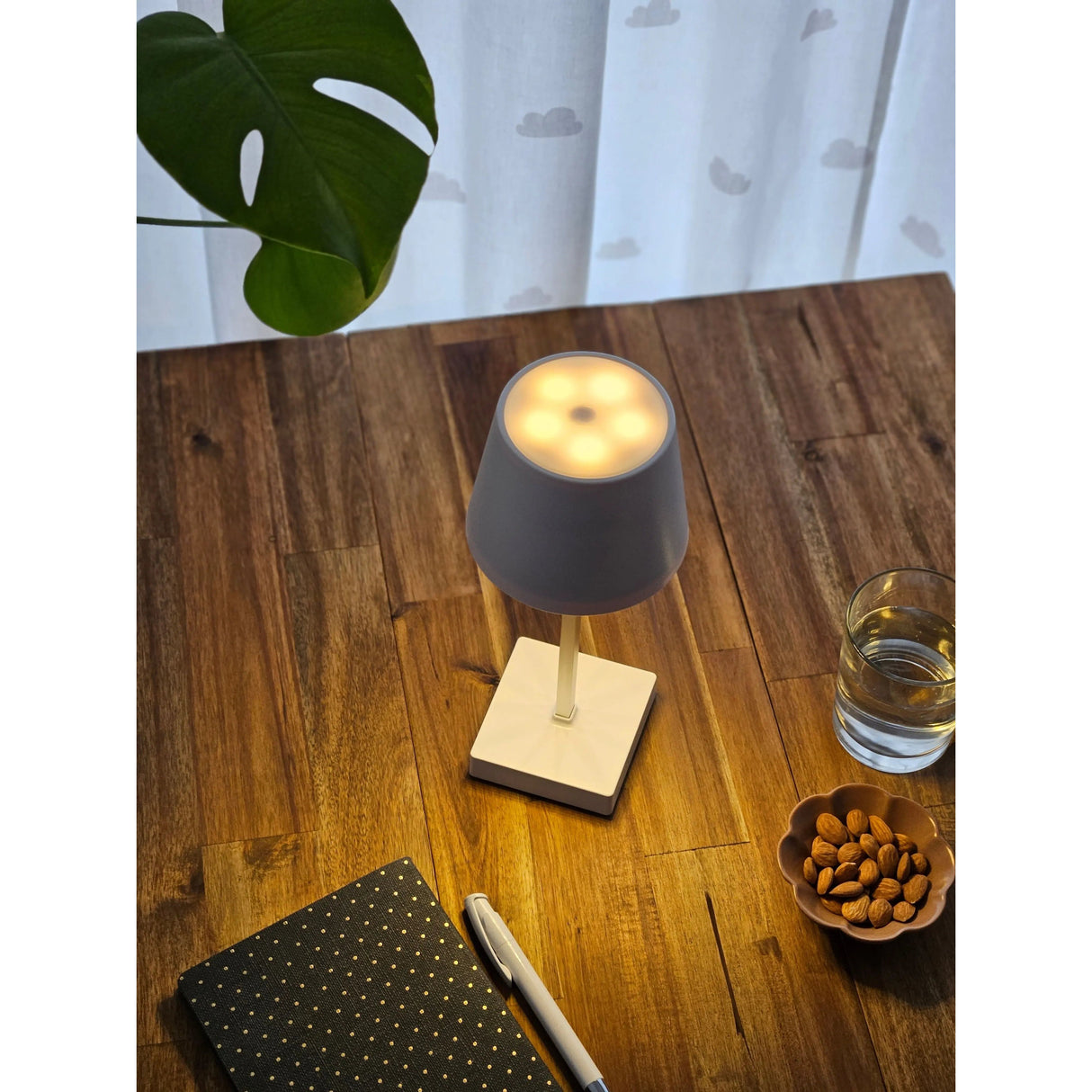 Table lamp touch dimmable LED lamp light white silver wireless height 26 cm