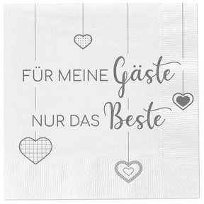 Servietten Papier Für meine Gäste nur das Beste 80 Stück Party Fest weiß 33x33cm - Servietten