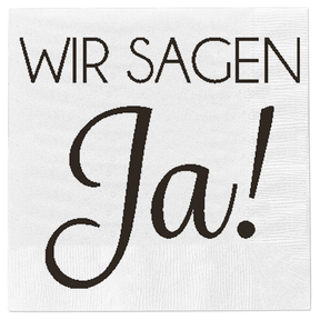 Servietten Wir sagen Ja 60 Stück Hochzeit Feier Fest Tischdeko 33x33 cm weiß - Servietten