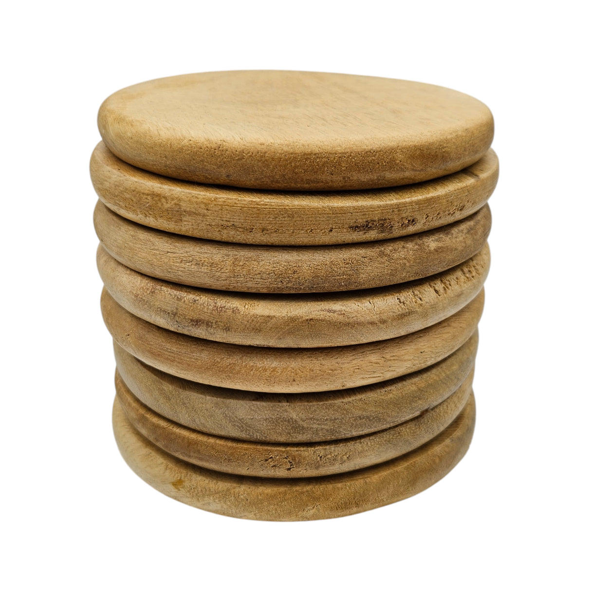 Teakholz Untersetzer rund 10 cm 8er Set – für Getränke & Raclette Rustikale Tischdeko