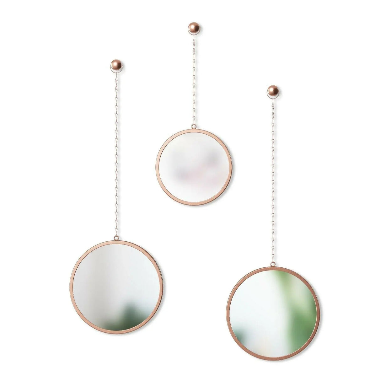 Wall mirror Felina decorative mirror set of 3 make-up mirrors with chain copper