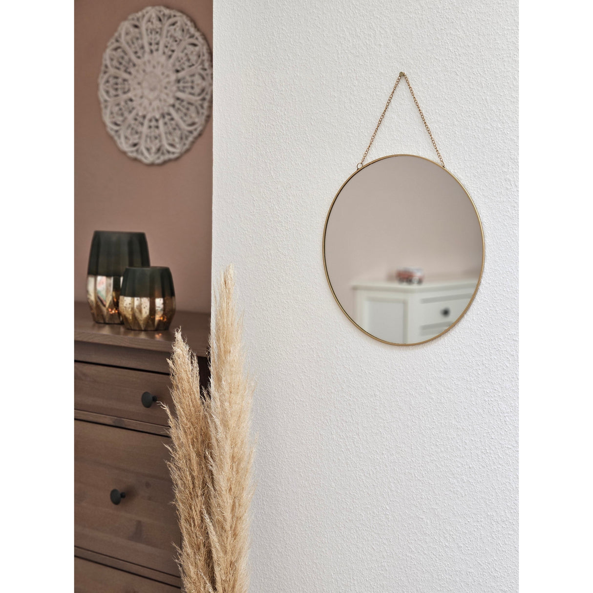Round mirror, wall mirror, make-up mirror, round decorative mirror, metal, GOLD Ø 30 cm